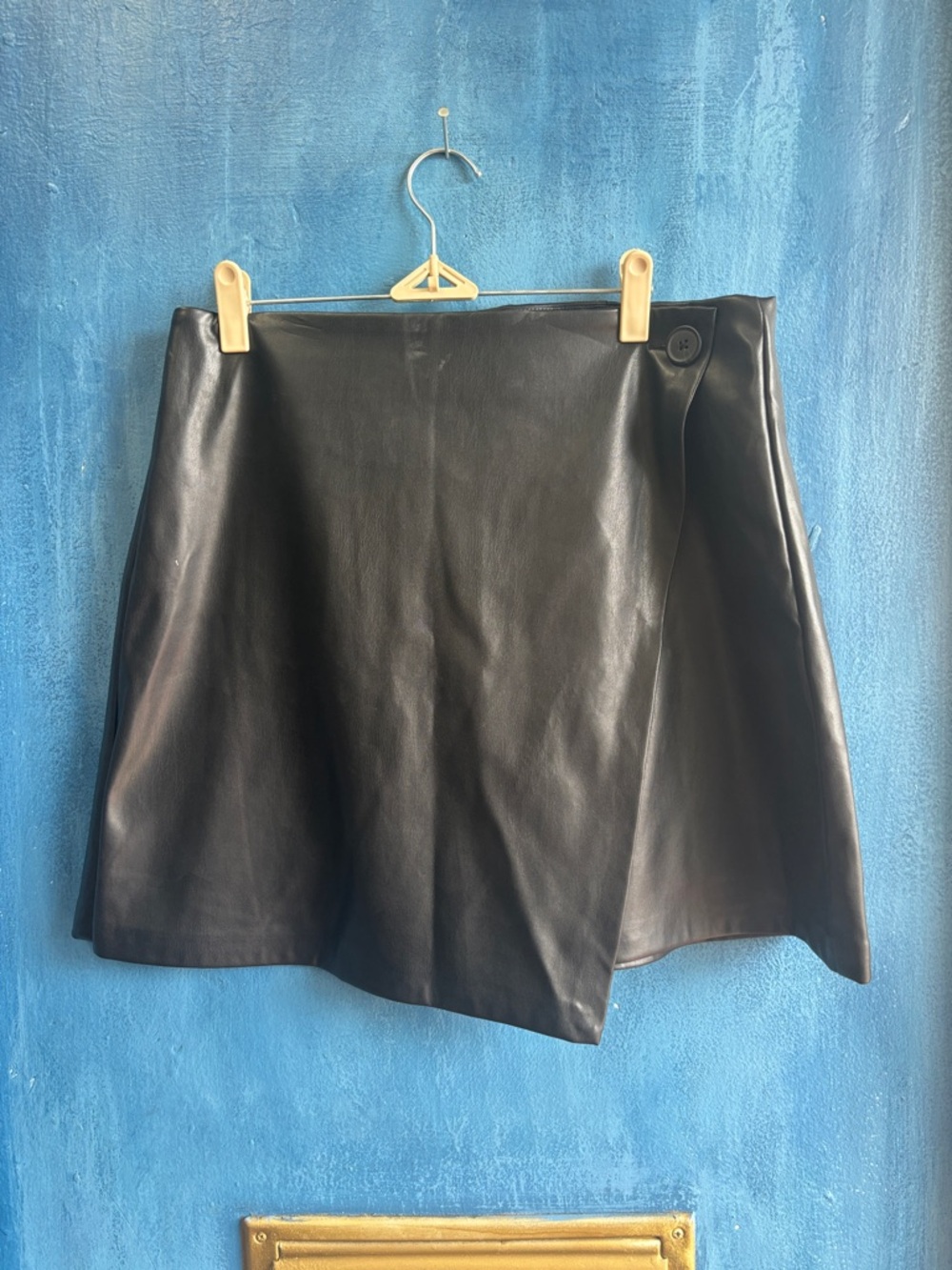 Classic Black Faux Leather A-Line Skirt